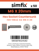 Simfix product label - 10642A406020PK50-SIM