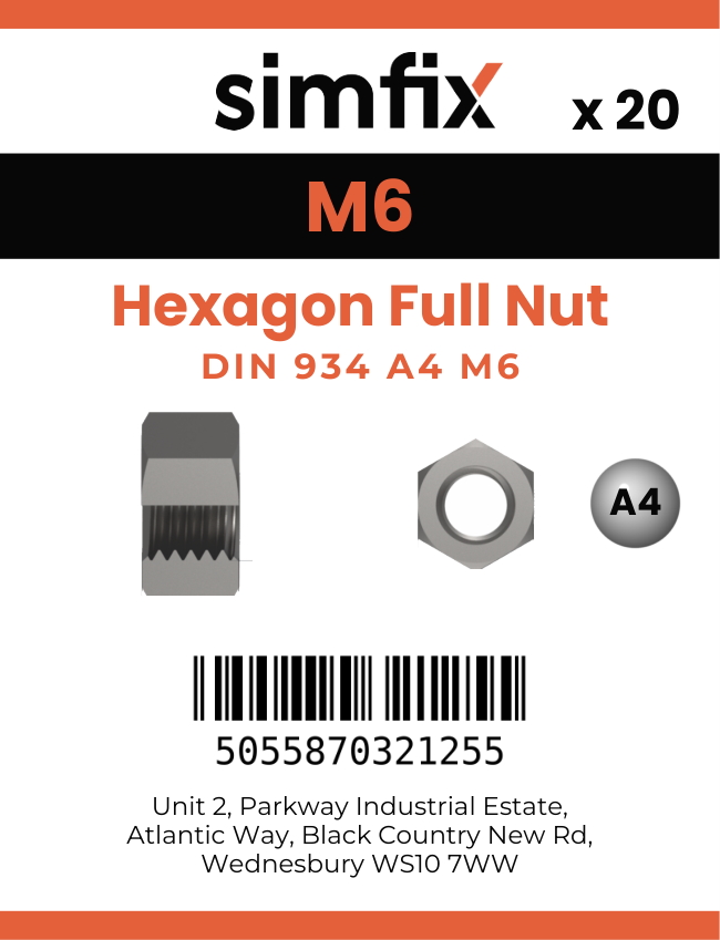 Simfix product label - 934A4006080PK20-SIM