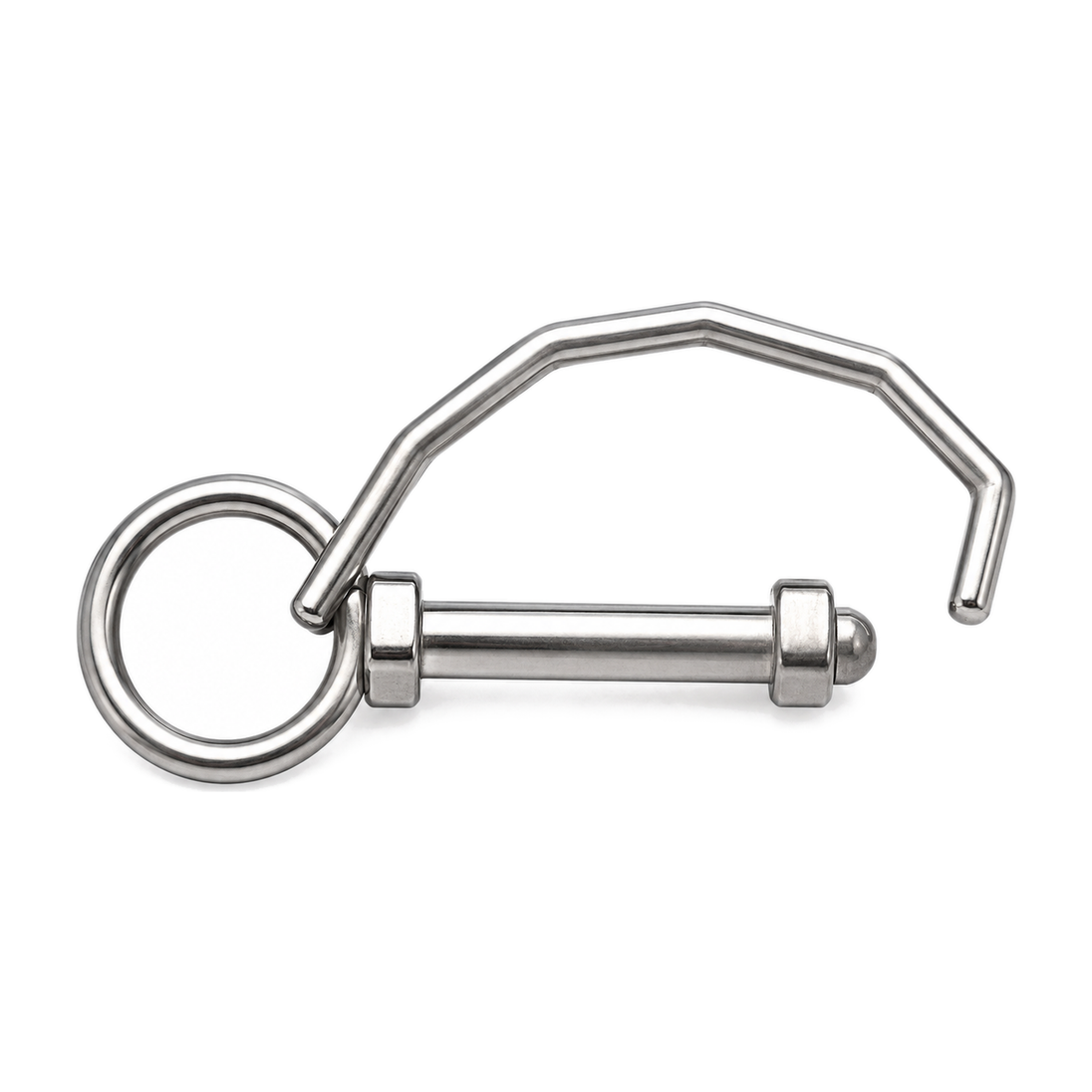 Spring hook with special opening and eyelet, A4 (316) stainless steel