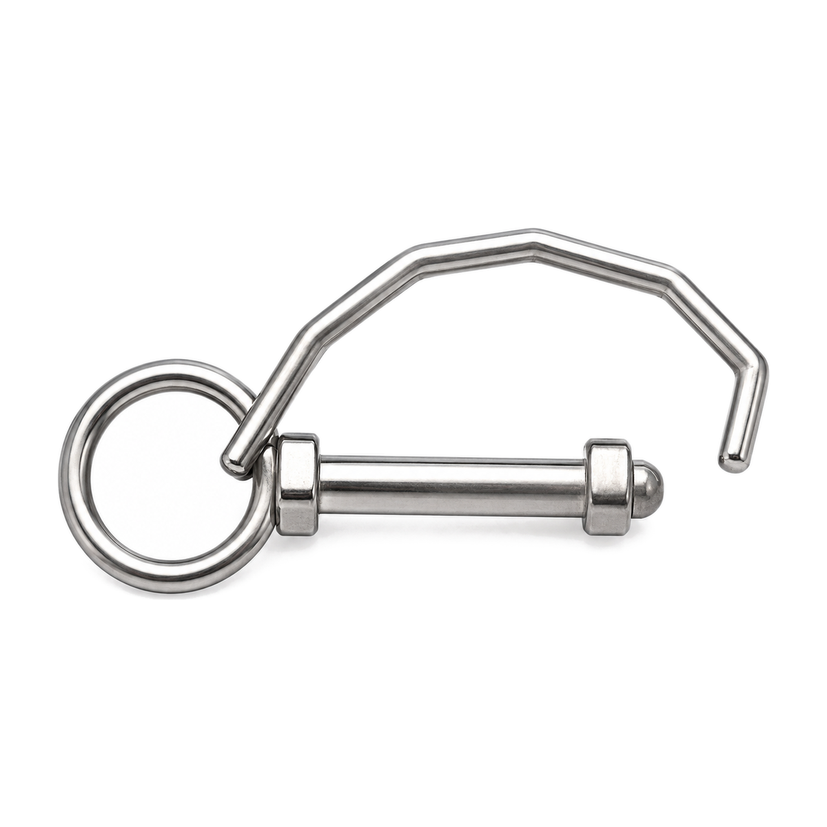 Spring hook with special opening and eyelet, A4 (316) stainless steel