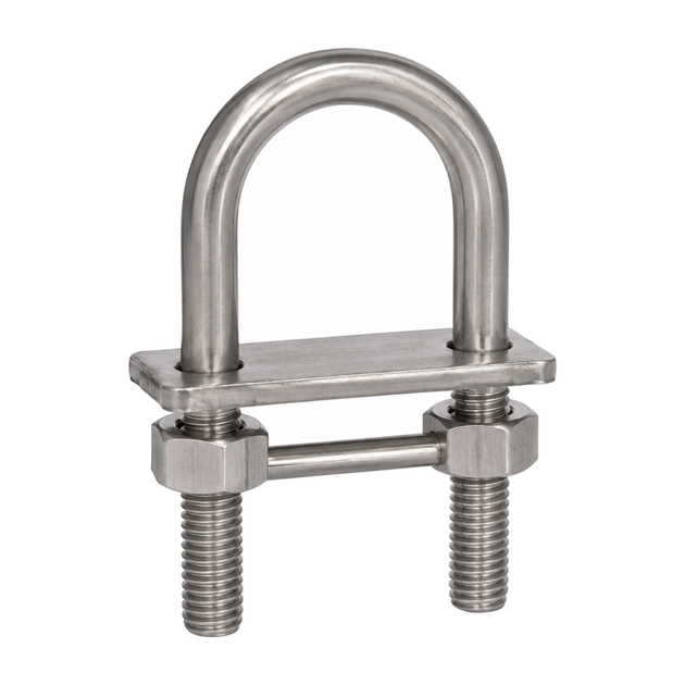 U-bolt with two counter plates, A4 (316) stainless steel