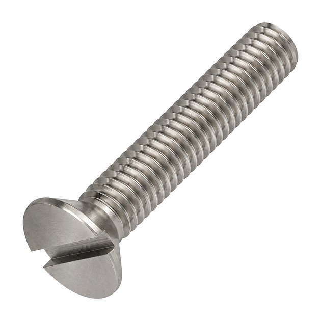 Countersunk screw with slotted drive, stainless steel
