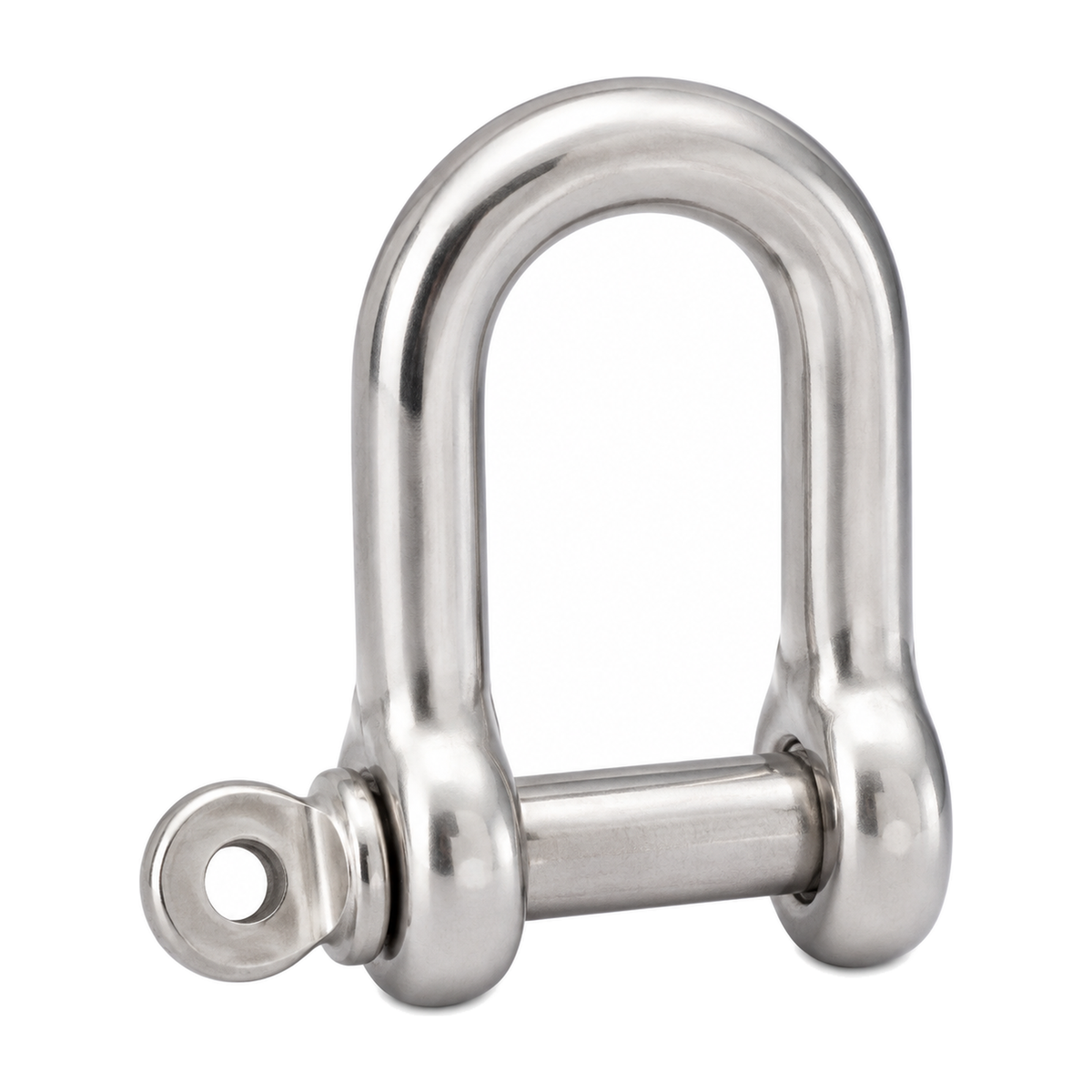 Straight D shackle, stainless steel