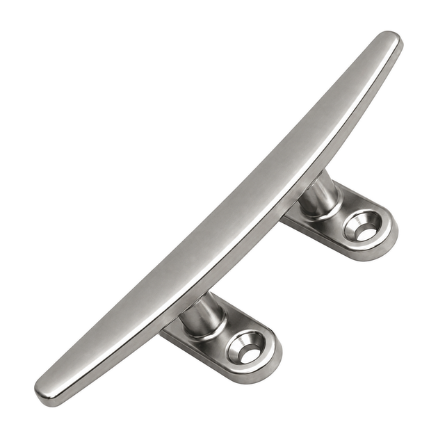 Low flat cleat, four mounting holes, stainless steel