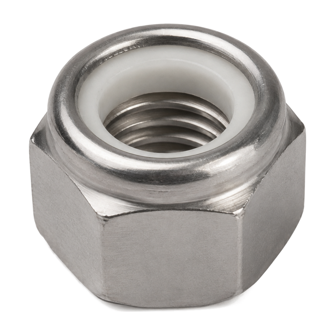 Nyloc insert lock nut (white nylon), DIN 985, A2 (304) stainless steel