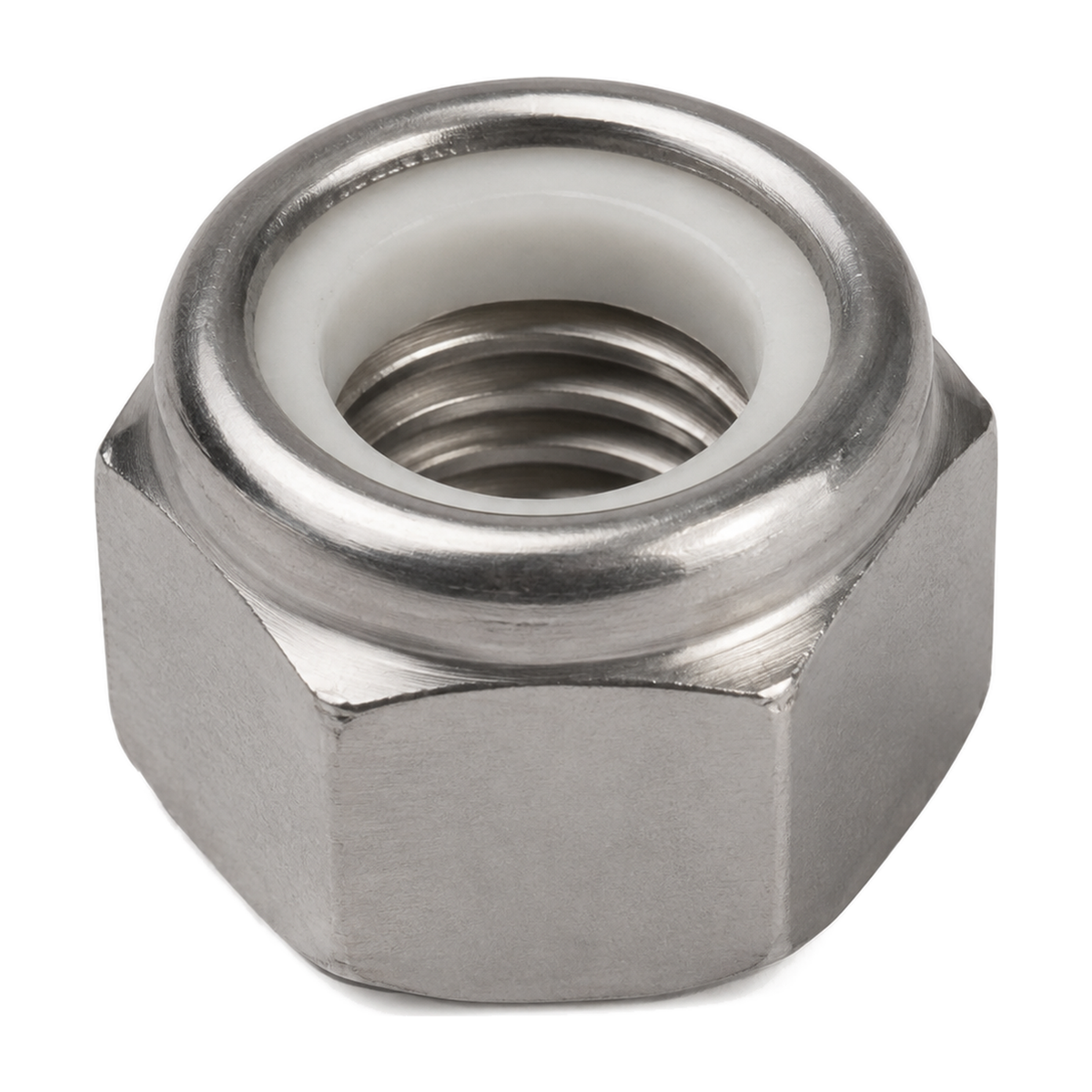 Nyloc insert lock nut (white nylon), DIN 985, A2 (304) stainless steel