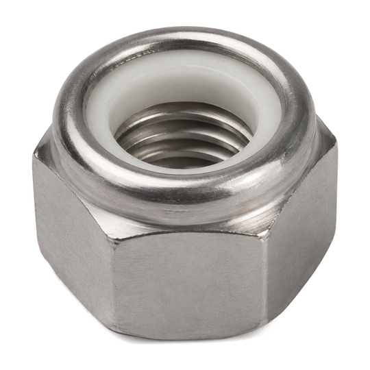 Nyloc insert lock nut (white nylon), DIN 985, A2 (304) stainless steel