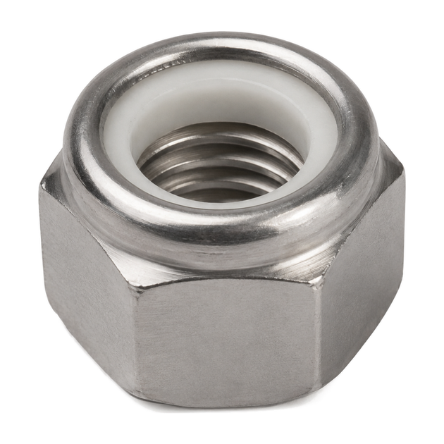 Nyloc insert lock nut (white nylon), DIN 985, A2 (304) stainless steel