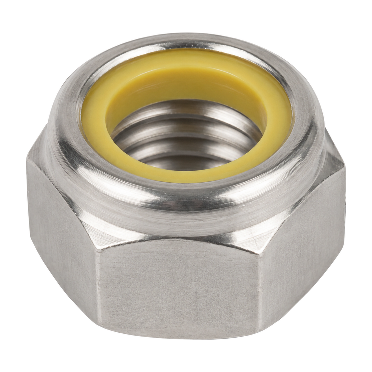 M10 Nylon Insert Nut (Yellow Nylon) DIN 985 A2 Stainless Steel