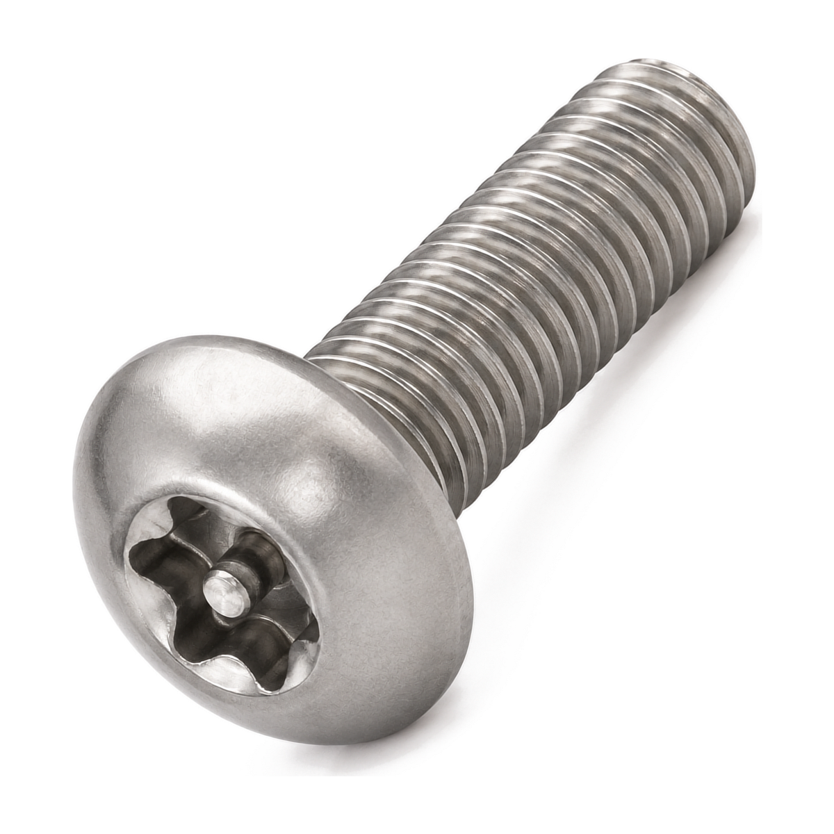 Six lobe pin button head security screw, ISO 7380-TX, A2 (304) stainless steel