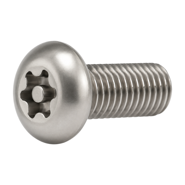 Six lobe pin button head security screw, A2 (304) stainless steel