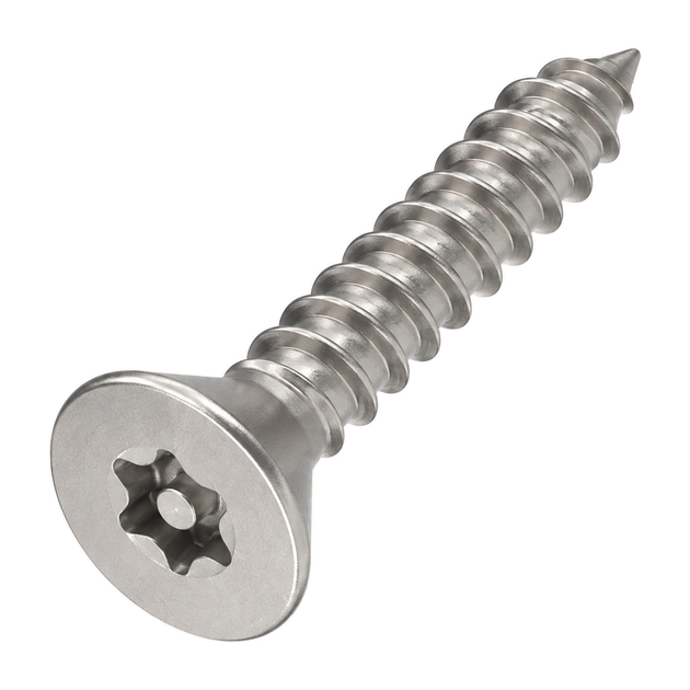 Six lobe pin countersunk security screw, A2 (304) stainless steel