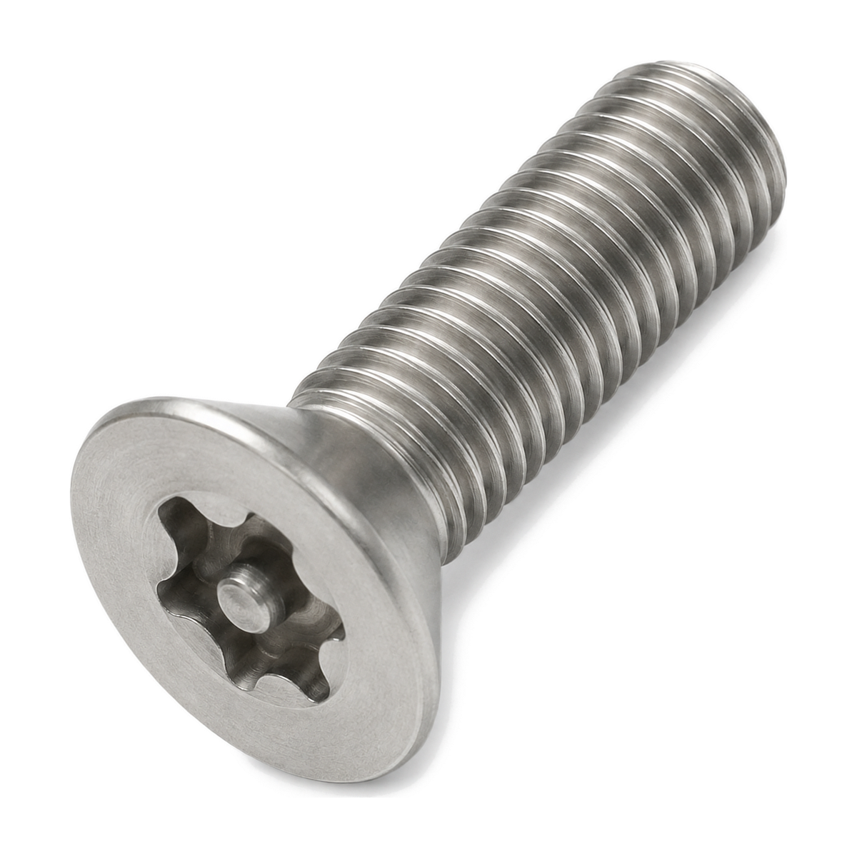 Six lobe pin countersunk security screw, DIN 7991, A2 (304) stainless steel
