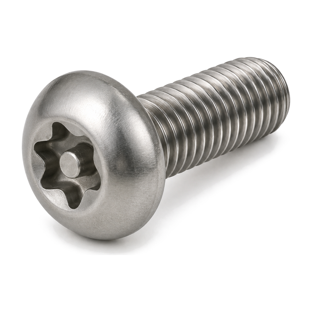 Six lobe pin security screw, ISO 7380, A2 (304) stainless steel