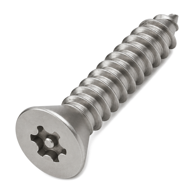 Six lobe pin security screw, A2 (304) stainless steel