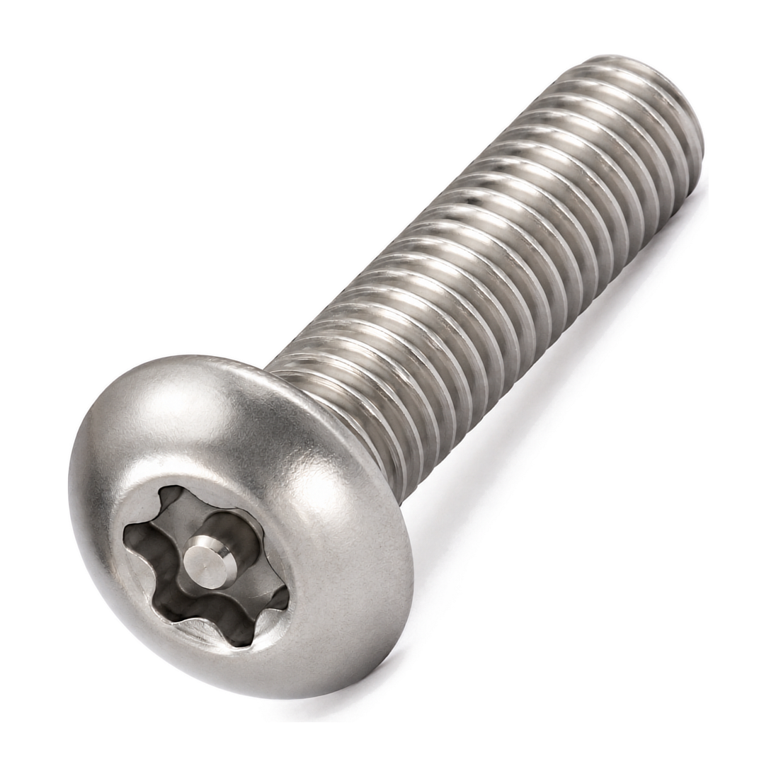 Six lobe pin button head security screw, A2 (304) stainless steel