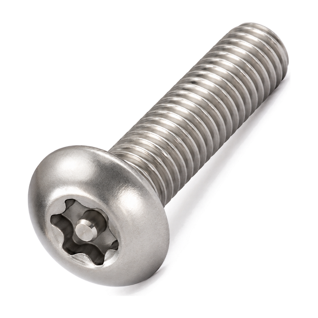 Six lobe pin button head security screw, A2 (304) stainless steel