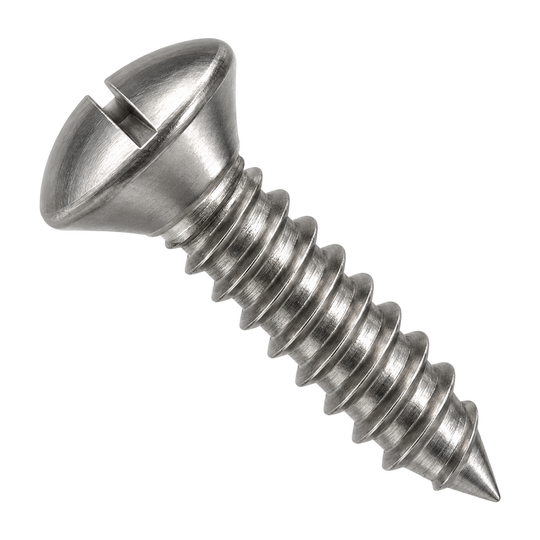Raised countersunk self-tapping screw with slotted drive, DIN 7973-C, A4 (316) stainless steel