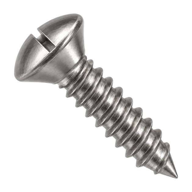 Raised countersunk self-tapping screw with slotted drive, DIN 7973-C, A4 (316) stainless steel