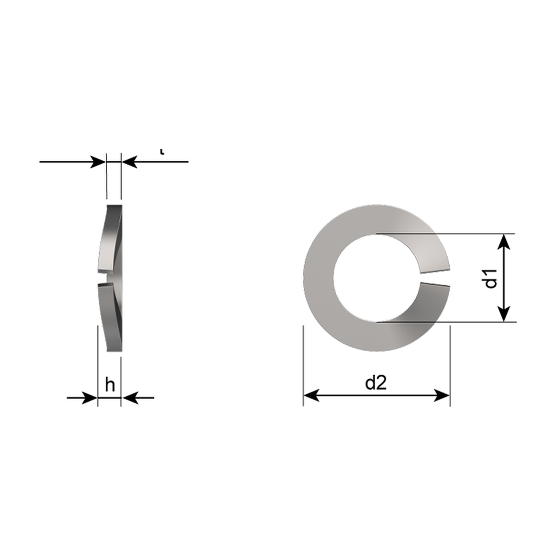 Curved spring washer, DIN 128-A, stainless steel