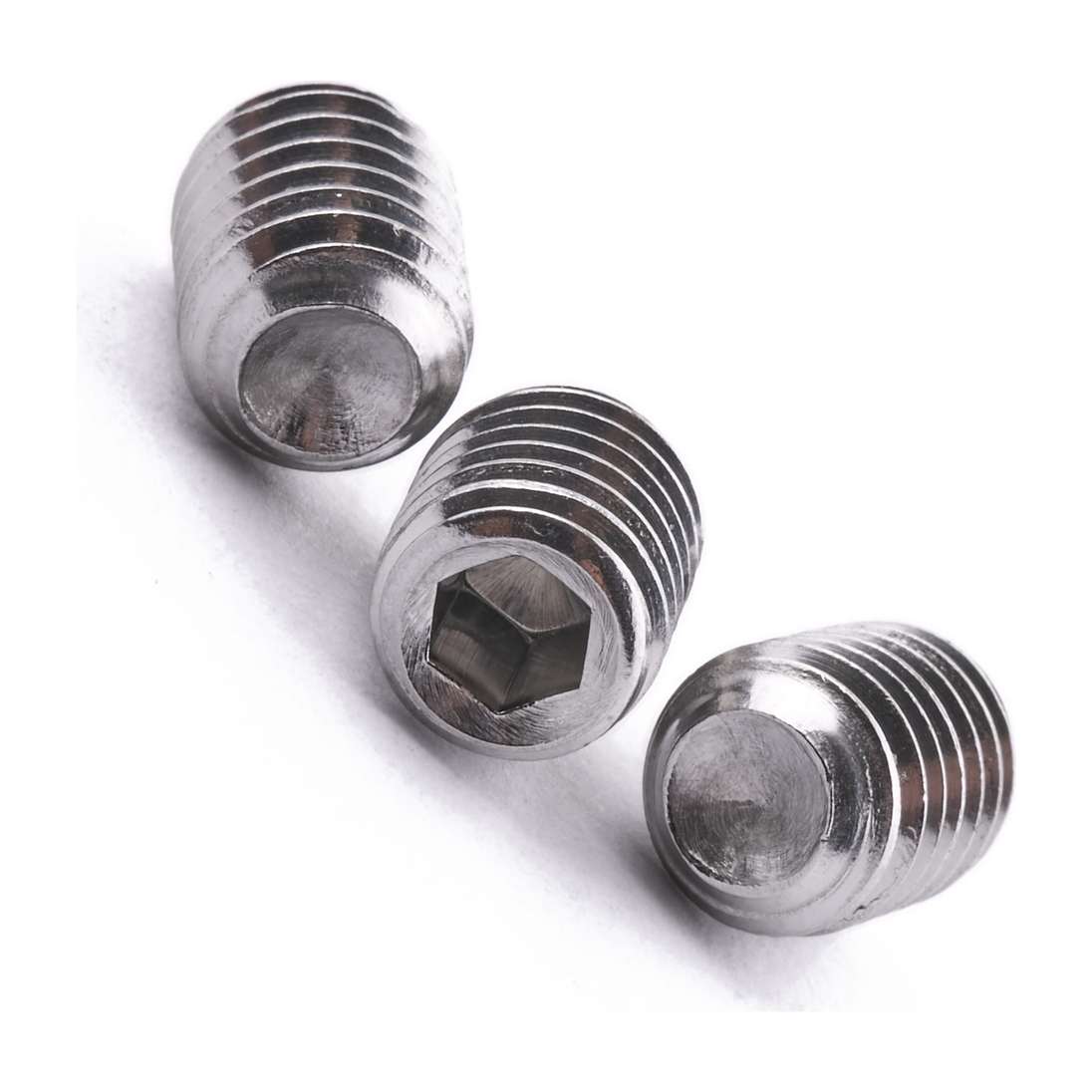 Socket set screw with cup point, stainless steel