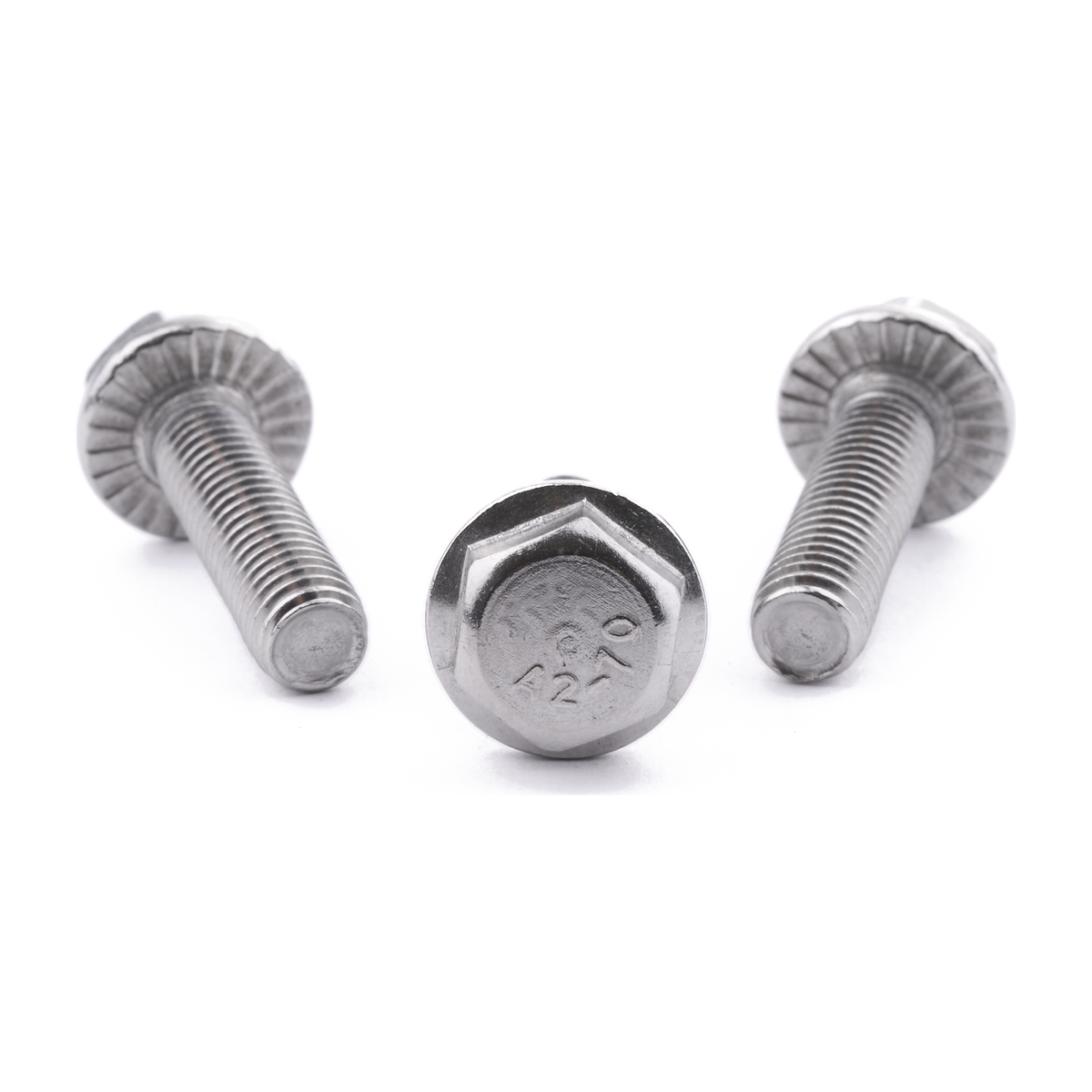 Hex head flange screw, serrated, A2 (304) stainless steel