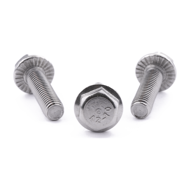 Hex head flange screw, serrated, A2 (304) stainless steel