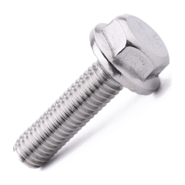 Hex head flange screw, serrated, A2 (304) stainless steel