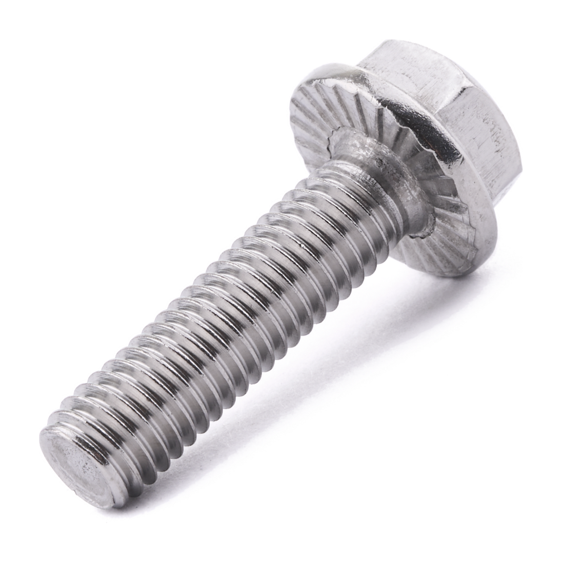 Hex head flange screw, serrated, A2 (304) stainless steel