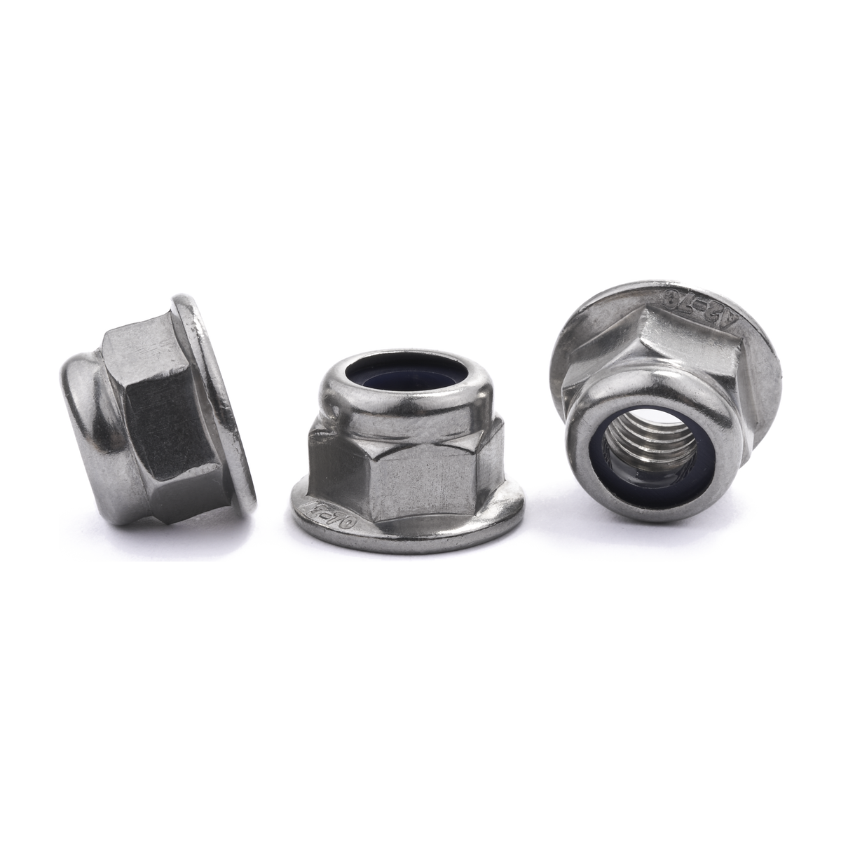 Hex flange nyloc insert lock nut, DIN 6926, stainless steel