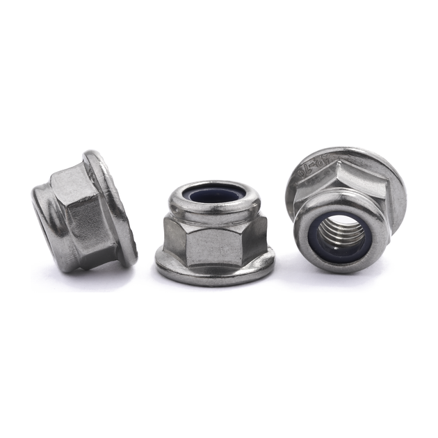 M8 Hex Flange Nylon Insert Nut DIN 6926 Serrated Flange A2 Stainless Steel