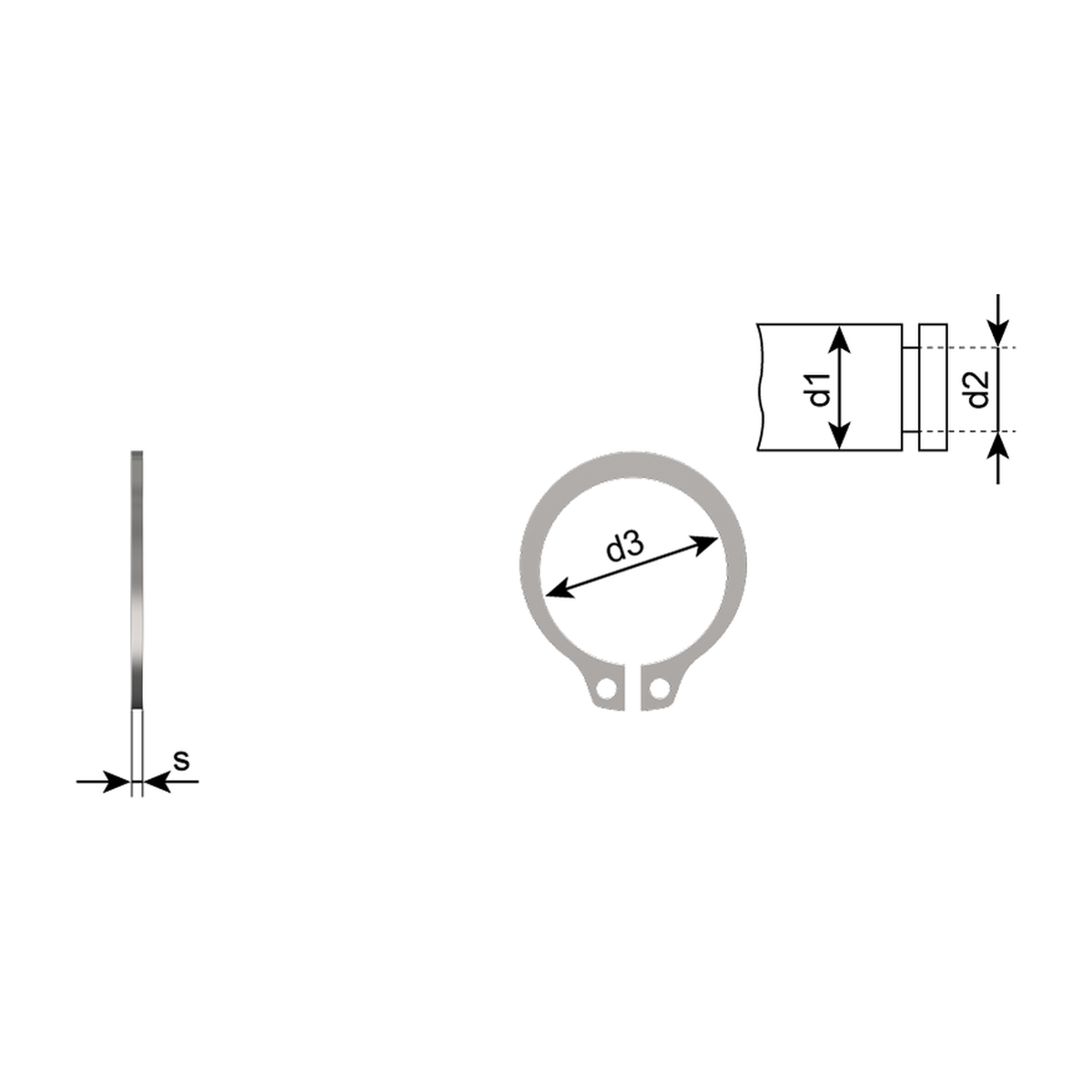External circlip, DIN 471, stainless steel
