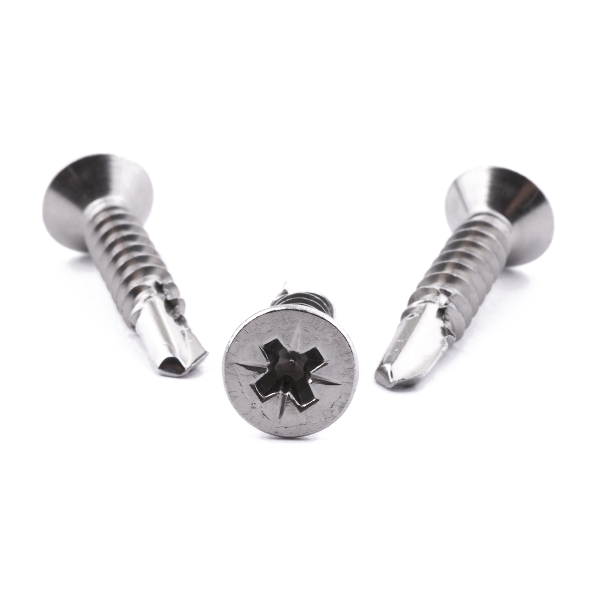 Pan head self-drilling screw with Pozi drive, stainless steel