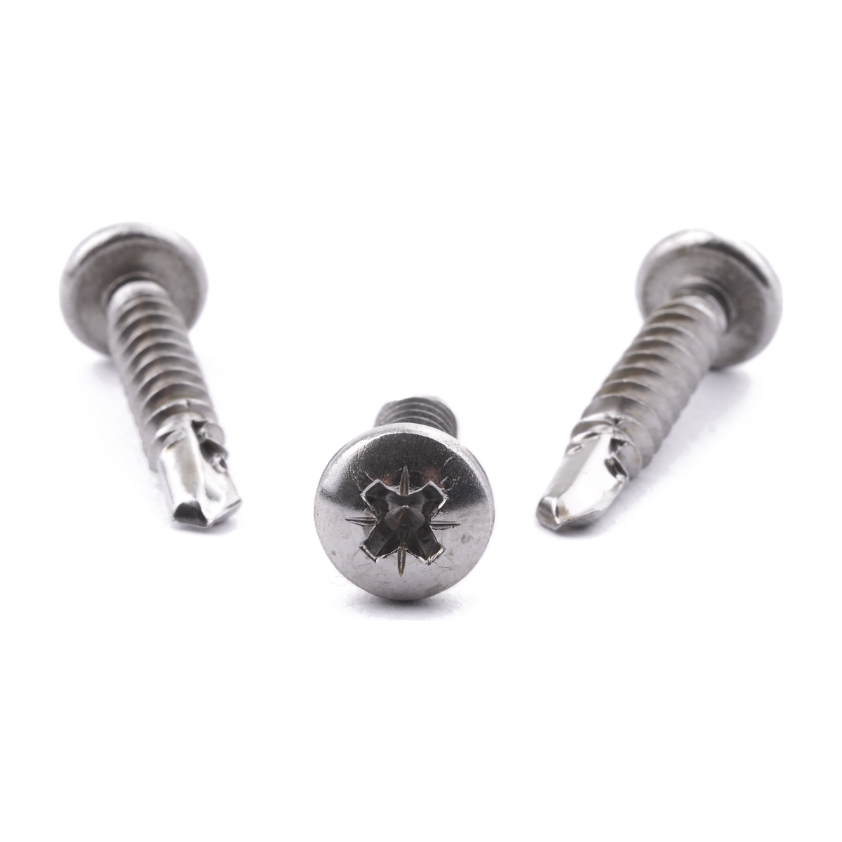 Pan head self-drilling screw with Pozi drive, stainless steel