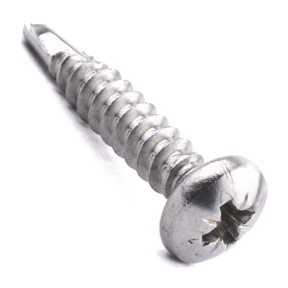 Pan head self-drilling screw with Pozi drive, stainless steel