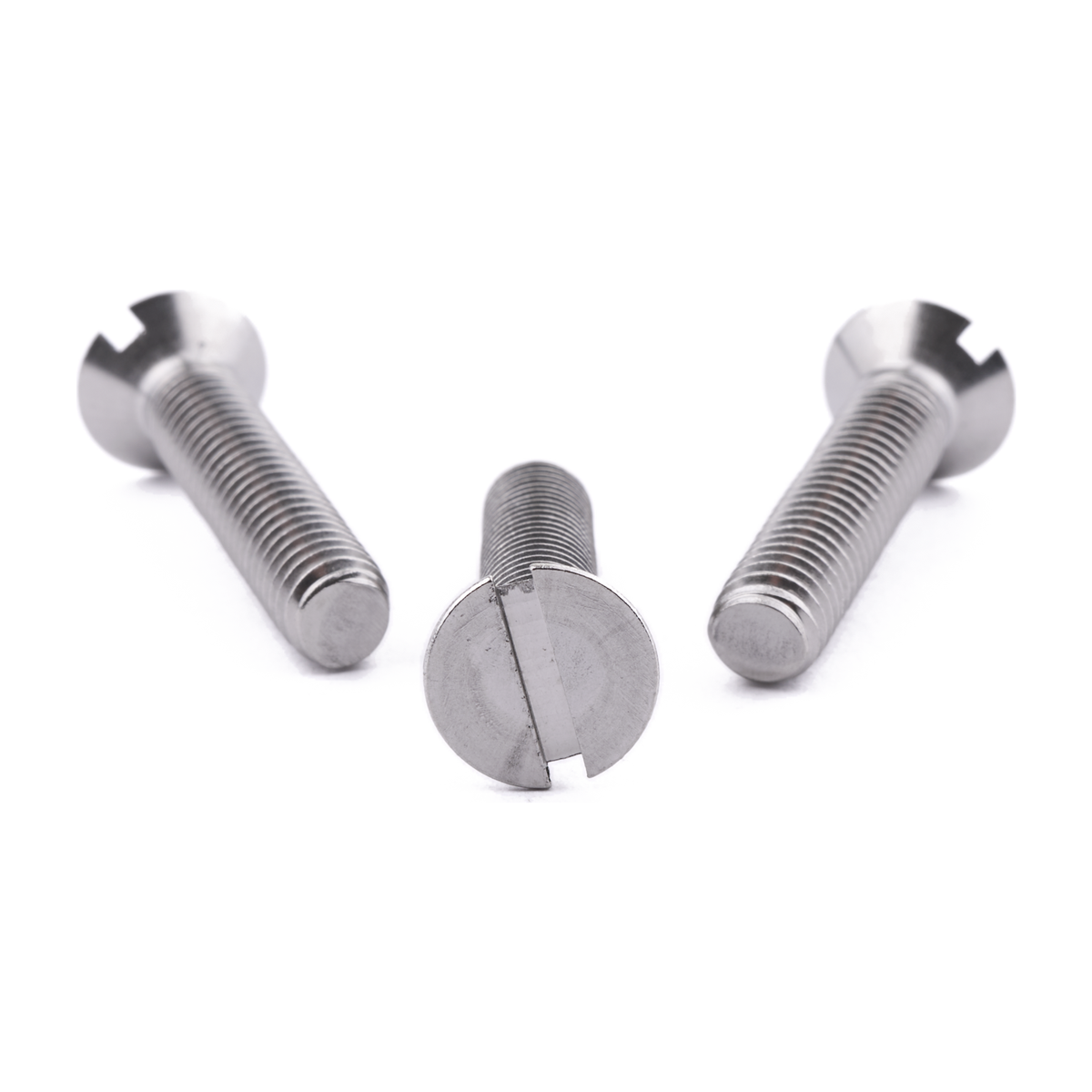 Countersunk machine screw with slotted drive, stainless steel
