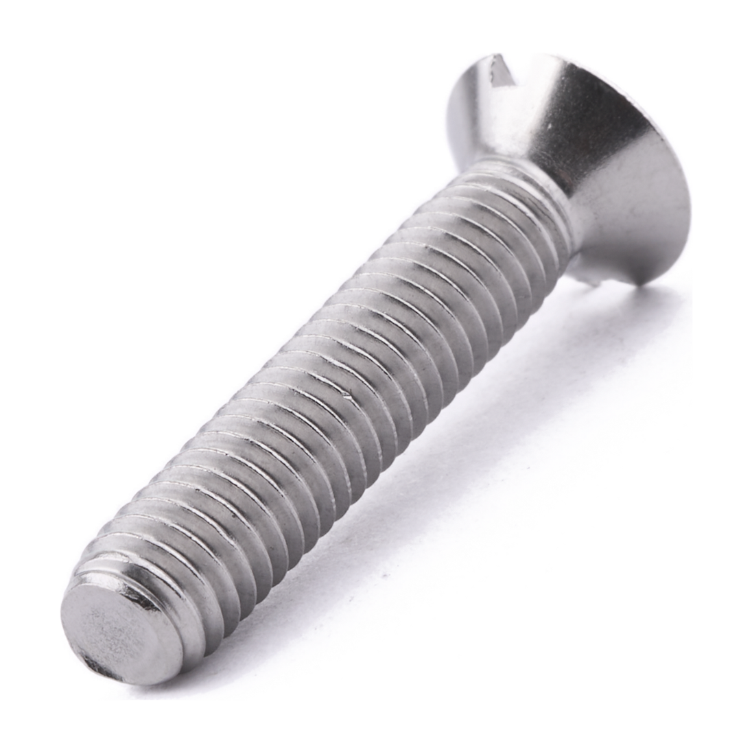 Countersunk machine screw with slotted drive, stainless steel