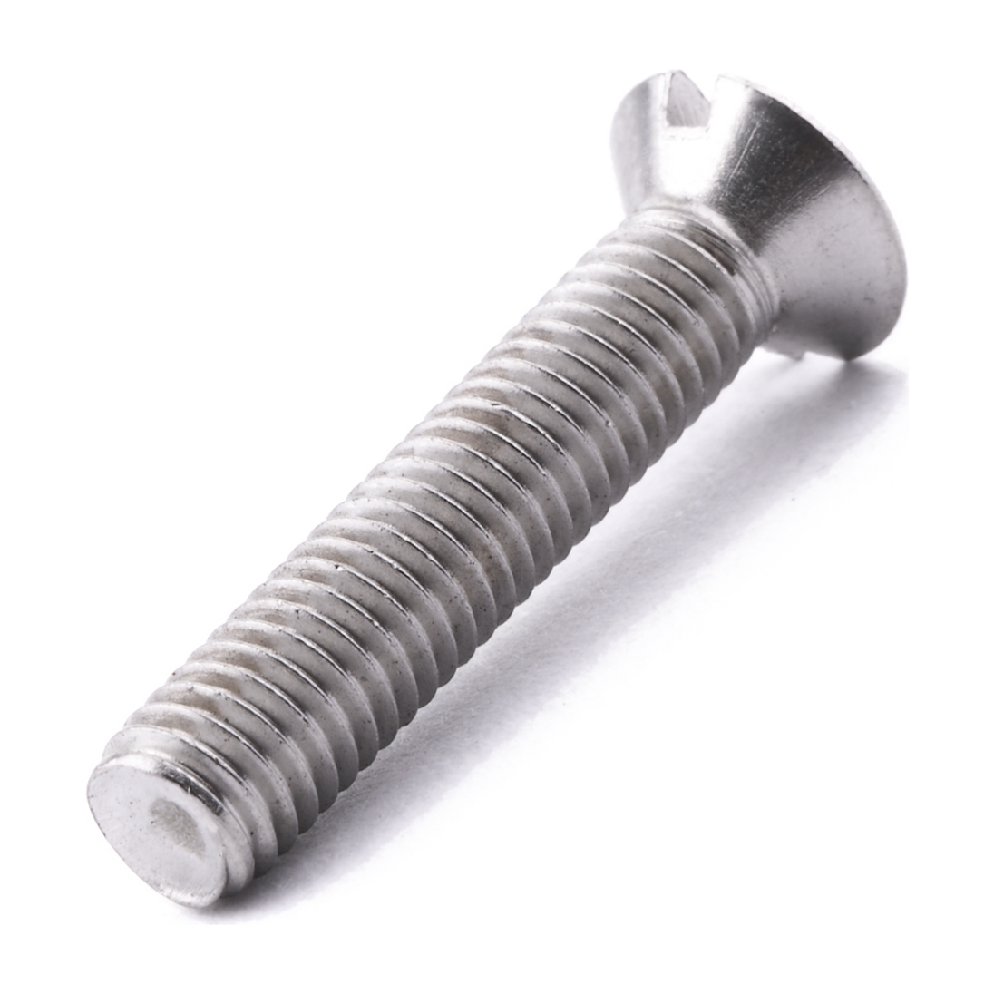 Raised countersunk machine screw with slotted drive, stainless steel