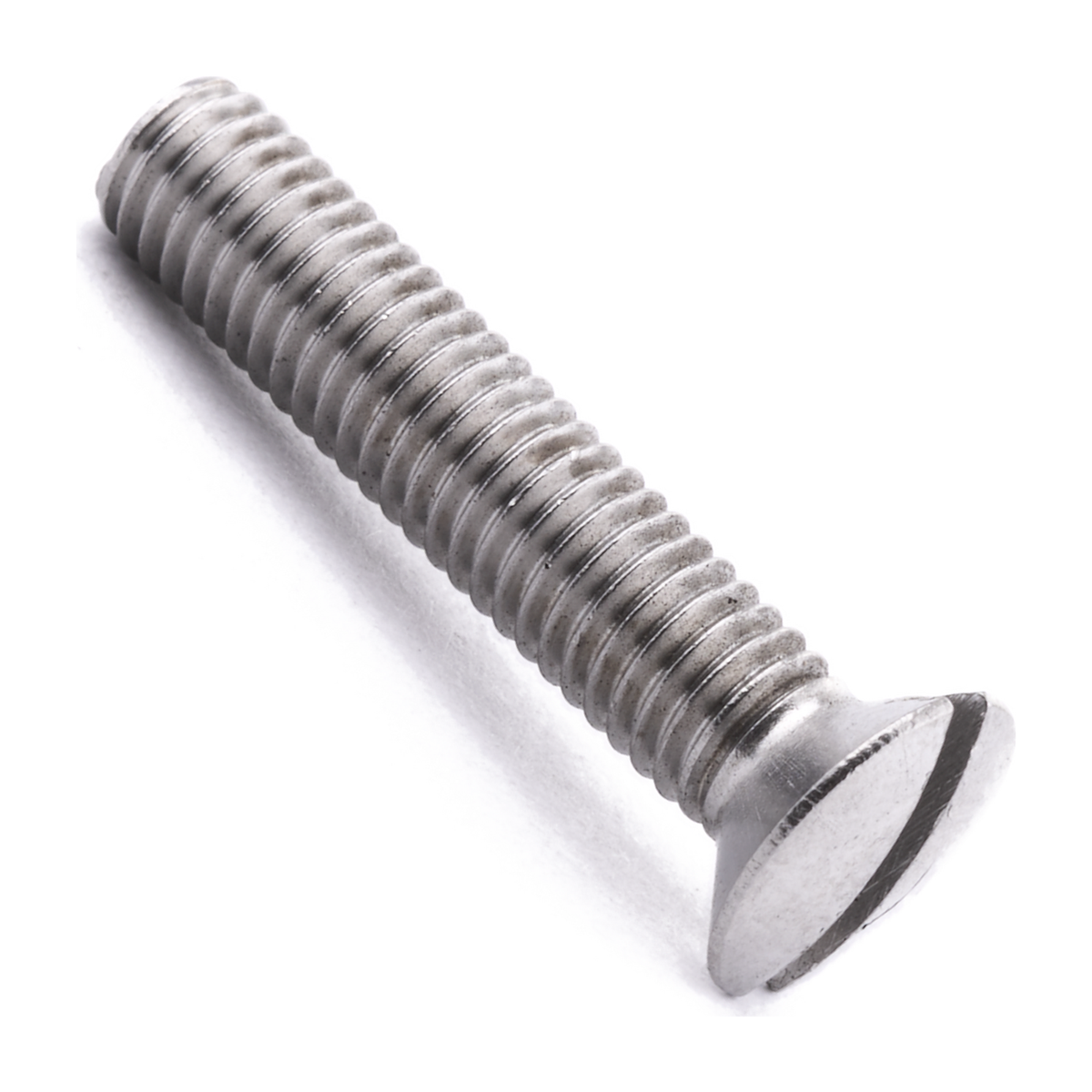 Raised countersunk machine screw with slotted drive, stainless steel