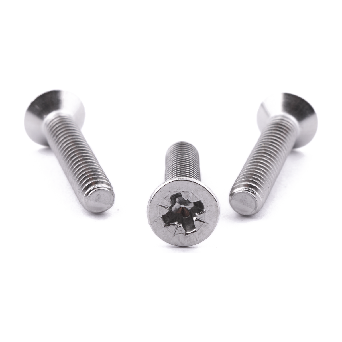 Countersunk machine screw with Pozi drive, stainless steel