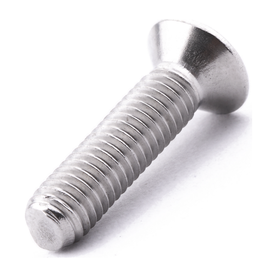 Raised countersunk machine screw with Pozi drive, stainless steel