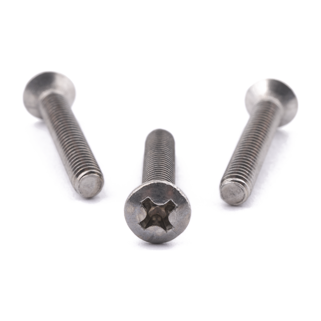 Raised countersunk machine screw with Phillips drive, stainless steel