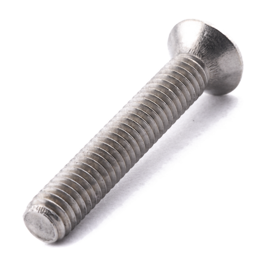 Raised countersunk machine screw with Phillips drive, stainless steel