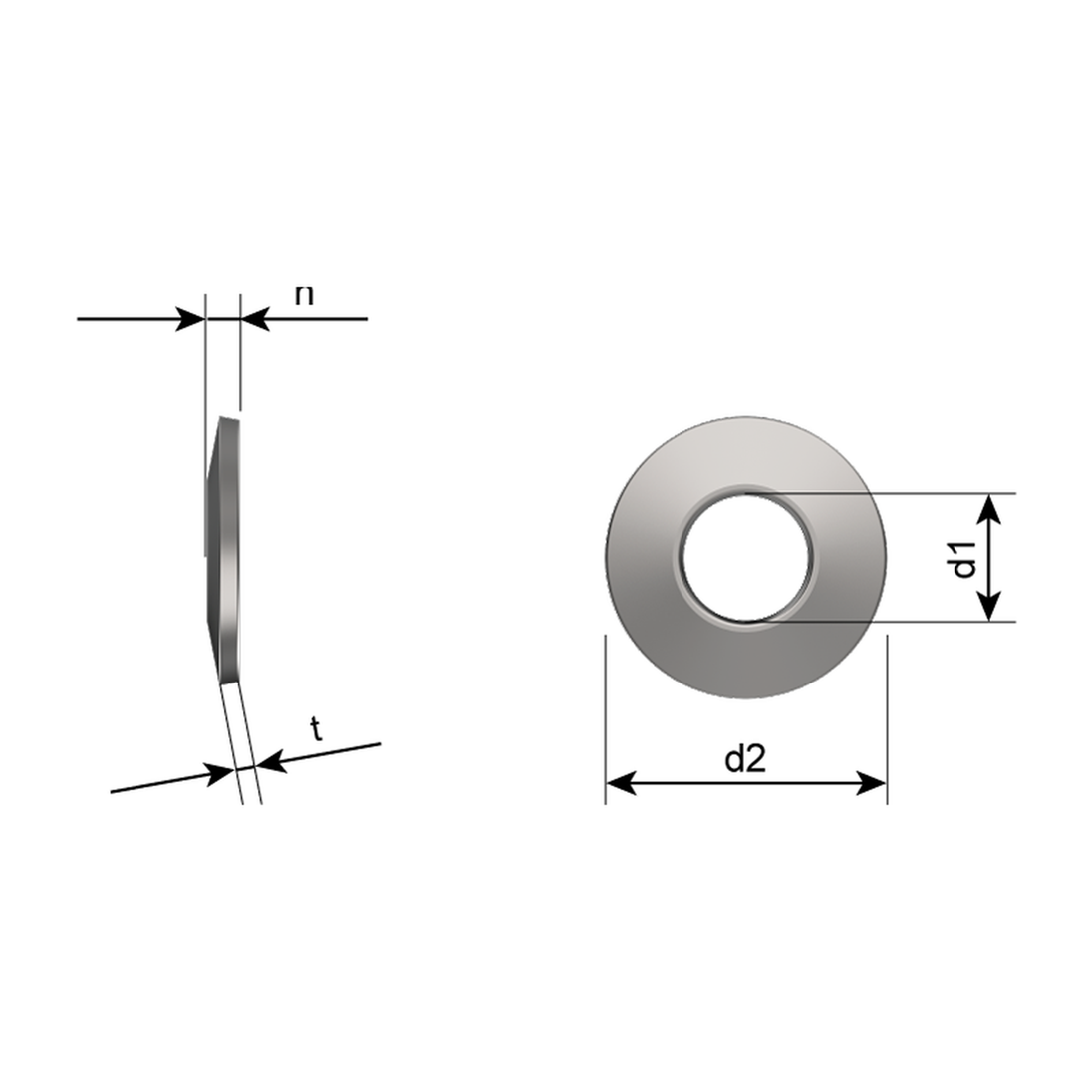 Conical spring washer, DIN 6796, stainless steel