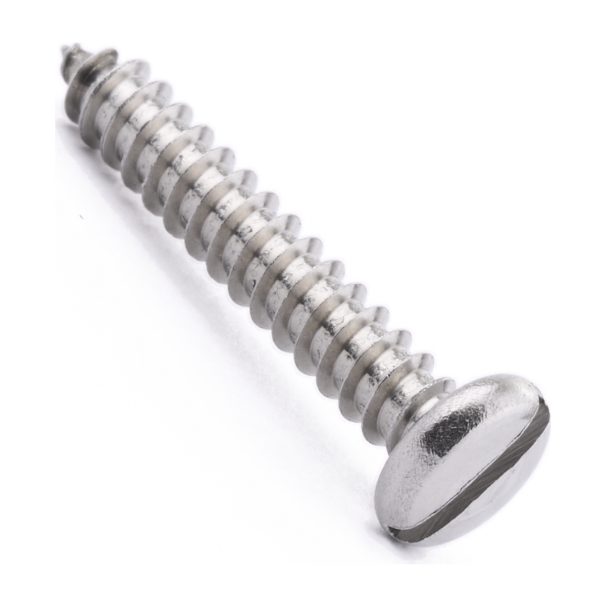 Pan head self-tapping screw with slotted drive, stainless steel