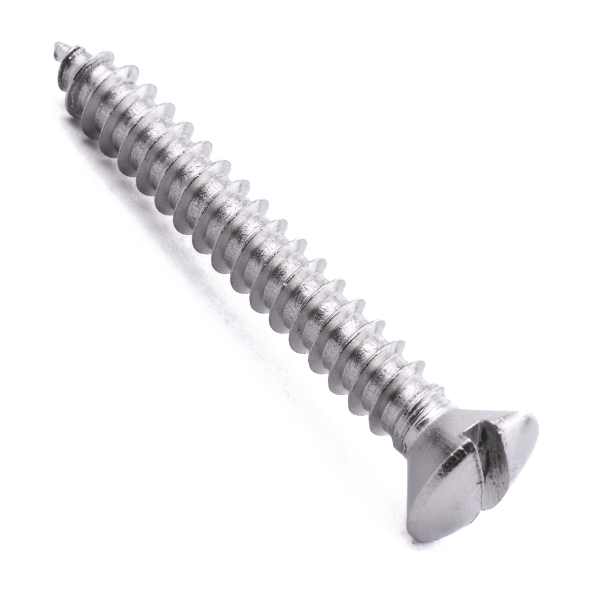 Raised countersunk self-tapping screw with slotted drive, DIN 7973-C, A2 (304) stainless steel