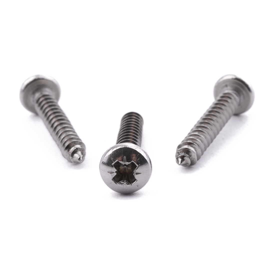 Pan head self-tapping screw with Pozi drive, stainless steel