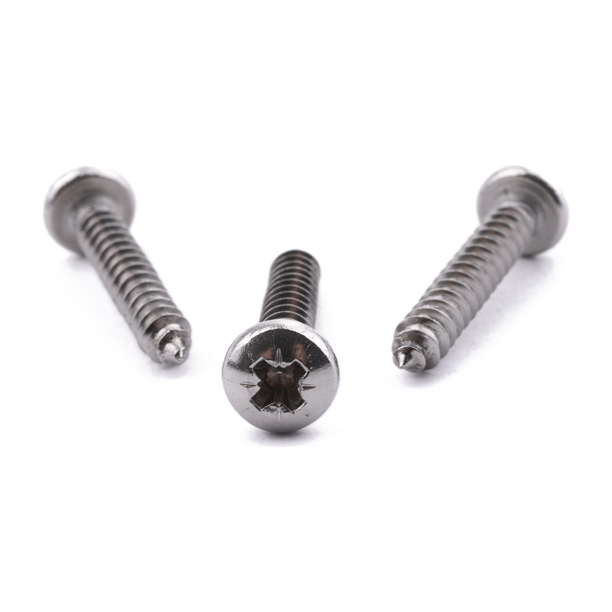 Pan head self-tapping screw with Pozi drive, stainless steel