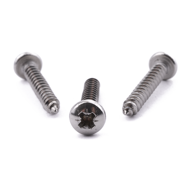 Pan head self-tapping screw with Pozi drive, stainless steel