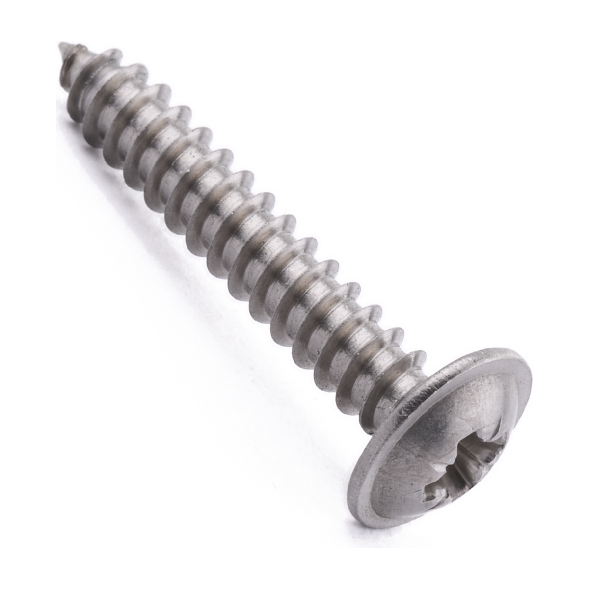 Flange head self-tapping screw with Pozi drive, A2 (304) stainless steel